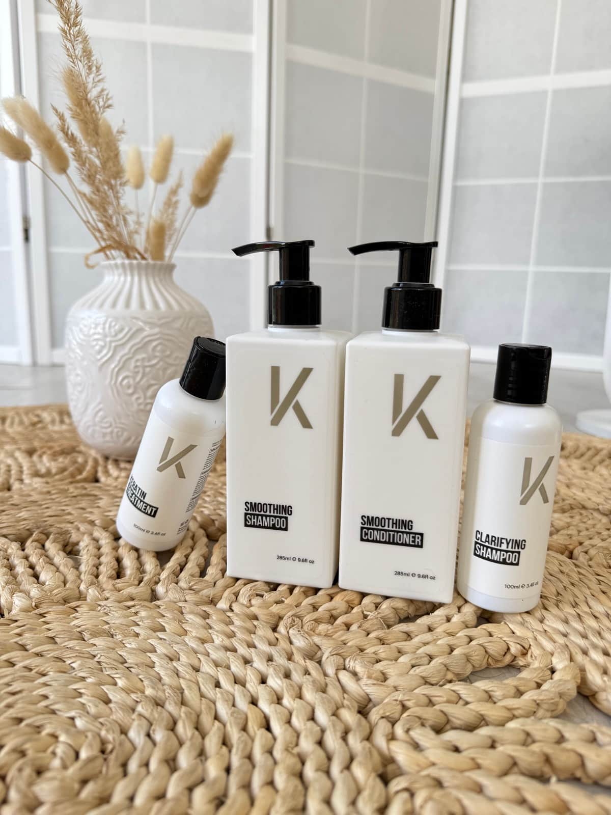 Le kit KERAZUL à la maison : Clarifying Shampoo, Keratin Treatment, Smoothing Shampoo et Smoothing Conditioner